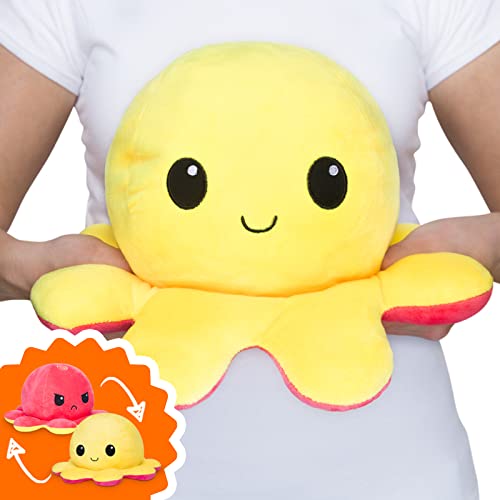 0810031365159 - TEETURTLE | THE ORIGINAL REVERSIBLE BIG OCTOPUS PLUSHIE | PATENTED DESIGN | RED + YELLOW | HAPPY + ANGRY | SHOW YOUR MOOD WITHOUT SAYING A WORD!
