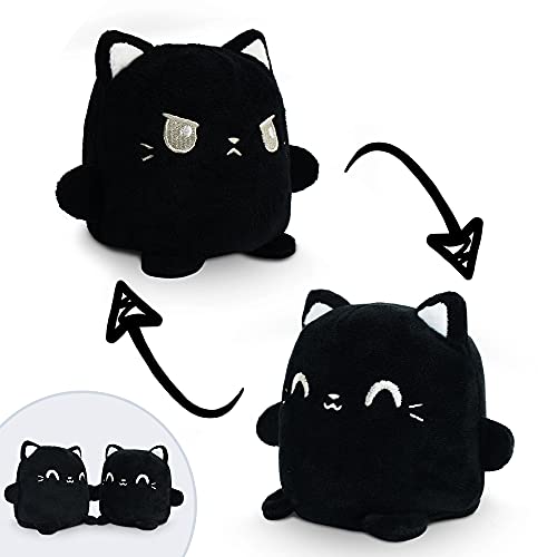 0810031366033 - TEETURTLE | PLUSHMATES | CAT | BLACK | HAPPY + ANGRY | THE REVERSIBLE PLUSH THAT HOLD HANDS!