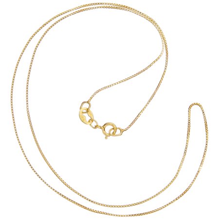 0810041671707 - 14K SOLID YELLOW GOLD NECKLACE | BOX LINK CHAIN | 14 INCH LENGTH | .60MM THICK