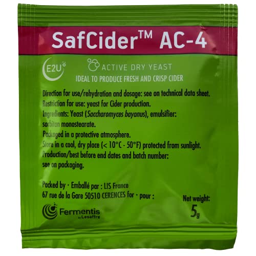 0810045266718 - NORTH MOUNTAIN SUPPLY FERMENTIS SAFCIDER ACTIVE DRY CIDER YEAST AC-4-5 GRAMS - PACK OF 3 - WITH FRESHNESS GUARANTEE