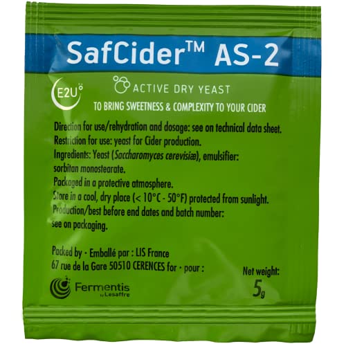 0810045266756 - NORTH MOUNTAIN SUPPLY FERMENTIS SAFCIDER ACTIVE DRY CIDER YEAST AS-2-5 GRAMS - PACK OF 3 - WITH FRESHNESS GUARANTEE