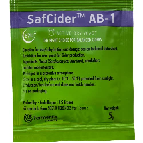 0810045266770 - NORTH MOUNTAIN SUPPLY FERMENTIS SAFCIDER ACTIVE DRY CIDER YEAST AB-1-5 GRAMS - PACK OF 3 - WITH FRESHNESS GUARANTEE