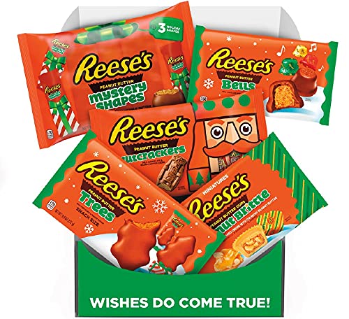 0810050885461 - REESE’S HOLIDAY SHAPES GIFT BOX - REESE’S HOLIDAY SHAPES MILK CHOCOLATE AND PEANUT BRITTLE ASSORTMENT CANDY