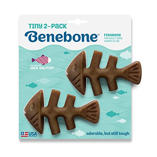 0810054210344 - BENEBONE TINY 2-PACK FISHBONE DURABLE DOG CHEW TOYS, REAL FISH FLAVOR, MADE IN USA