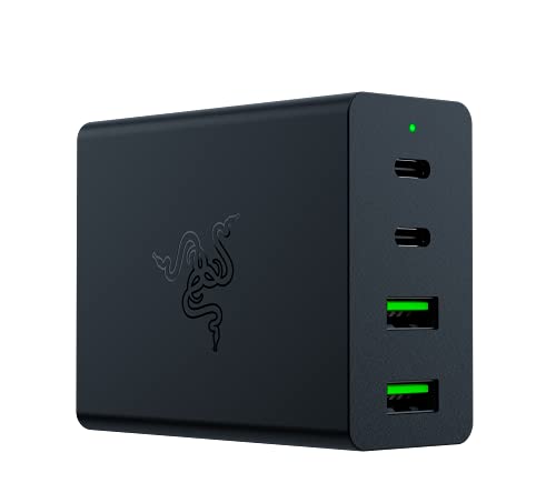 0810056142087 - RAZER USB-C 130W GAN CHARGER PORTABLE POWERHOUSE: SMALL AND MIGHTY - CHARGE UP-TO-4 DEVICES - FASTER CHARGING - MOBILITY IN MIND - SAFER POWER DELIVERY - BLACK