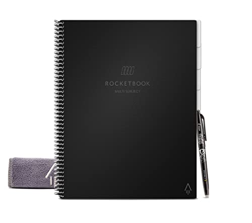 0810056882099 - ROCKETBOOK MULTI-SUBJECT SMART NOTEBOOK | SCANNABLE NOTEBOOK WITH DIVIDERS | LINED REUSABLE NOTEBOOK WITH 1 PILOT FRIXION PEN & 1 MICROFIBER CLOTH | INFINITY BLACK, LETTER SIZE (8.5 X 11)