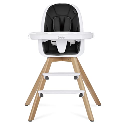 0810063660666 - EVOLUR ZOODLE 3-IN-1 HIGH CHAIR I BOOSTER FEEDING CHAIR I MODERN DESIGN I TODDLER CHAIR I REMOVABLE CUSHION I ADJUSTABLE TRAY I BABY AND TODDLER, BLACK