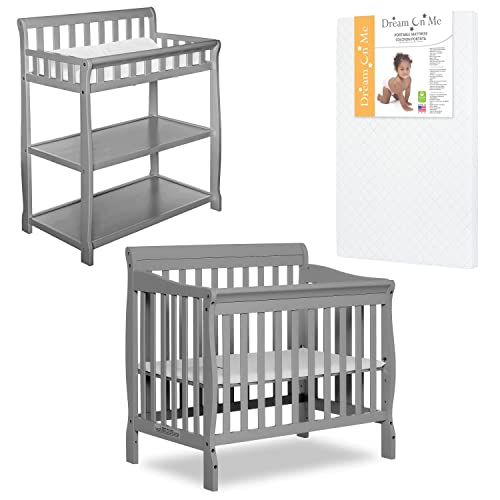 0810063667962 - DREAM ON ME NURSERY ESSENTIALS BUNDLE OF DREAM ON ME ADEN CONVERTIBLE 4-IN-1 MINI CRIB, DREAM ON ME ASHTON CHANGING-TABLE, WITH A DREAM ON ME SUNSET 3” EXTRA FIRM FIBER PORTABLE CRIB MATTRESS