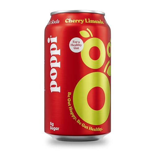 0810063710088 - POPPI SPARKLING PREBIOTIC CHERRY LIMEADE SODA W/ GUT HEALTH & IMMUNITY BENEFITS, BEVERAGES MADE WITH APPLE CIDER VINEGAR, SELTZER WATER & FRUIT JUICE, LOW CALORIE & LOW SUGAR DRINKS, 12OZ (12 PACK) (PACKAGING MAY VARY)