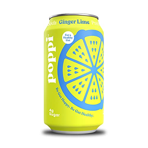 0810063710163 - POPPI A HEALTHY SPARKLING PREBIOTIC SODA, W/ REAL FRUIT JUICE, GUT HEALTH & IMMUNITY BENEFITS, 12PK 12OZ CANS, LIME GINGER