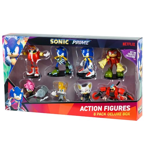 0810065188717 - SONIC PRIME: ACTION FIGURES - 8 PACK - 3 ARTICULATED COLLECTIBLE CHARACTERS ON BASES, DELUXE WINDOW BOX, NETFLIX SERIES CHARACTERS, LICENSED, AGES 3+