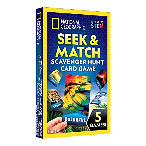 0810070622824 - NATIONAL GEOGRAPHIC KIDS SCAVENGER HUNT CARD GAME - 5 CARD GAMES WITH 40 JUMBO PLAYING CARDS, SEEK & MATCH OBJECTS, INDOOR AND OUTDOOR LEARNING AND FUN FOR KIDS