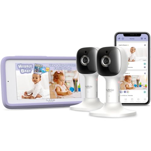 0810074830935 - HUBBLE CONNECTED NURSERY PAL CLOUD TOUCH TWIN SMART WIFI ENABLED BABY MONITOR WITH 2 CAMERAS, 5 INCH HD COLOR TOUCHSCREEN PARENT UNIT, PLUS PRELOADED SOOTHING SOUNDS, LULLABIES, AND STORIES, WHITE