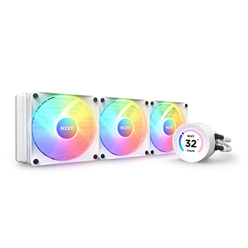 0810074842280 - NZXT KRAKEN ELITE 360 RGB AIO CPU LIQUID COOLER – 360MM RADIATOR – PERSONALIZABLE WIDE-ANGLE LCD SCREEN – RGB LIGHTING – HIGH-PERFORMANCE PUMP – 3 X 120MM RGB FANS – LOW NOISE – WHITE
