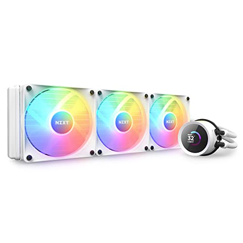 0810074842778 - NZXT KRAKEN 360 RGB - 360MM AIO CPU LIQUID COOLER - CUSTOMIZABLE 1.54 SQUARE LCD DISPLAY FOR IMAGES, PERFORMANCE METRICS - HIGH-PERFORMANCE PUMP - 3 X F120 RGB CORE FANS - WHITE