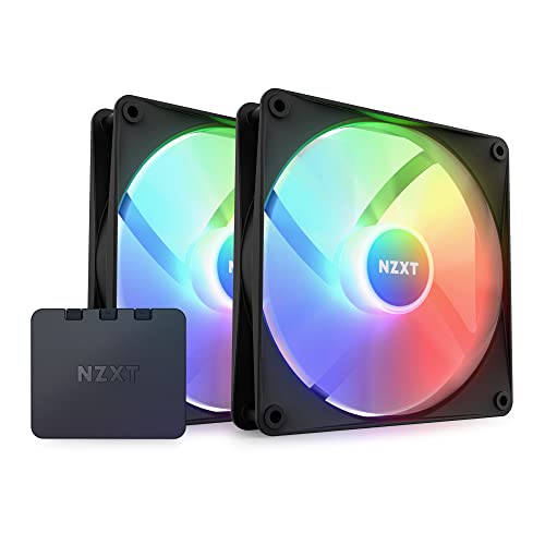 0810074843089 - NZXT F140 RGB CORE TWIN PACK - 2 X 140MM HUB-MOUNTED RGB FANS WITH RGB CONTROLLER - 8 INDIVIDUALLY-ADDRESSABLE LEDS - SEMI-TRANSLUCENT BLADES - HIGH STATIC PRESSURE & AIRFLOW - CAM SOFTWARE - BLACK