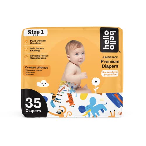 0810084876176 - HELLO BELLO BABY DIAPERS - SIZE 1 - SAFARI - 35 COUNT (1 PACK)