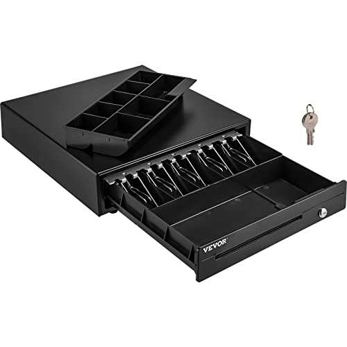0810087878740 - VEVOR CASH REGISTER DRAWER, 16 12 V, FOR POS SYSTEM WITH 5 BILL 8 COIN CASH TRAY, REMOVABLE COIN COMPARTMENT & 2 KEYS INCLUDED, RJ11/RJ12 CABLE FOR SUPERMARKET, BAR, COFFEE SHOP, RESTAURANT