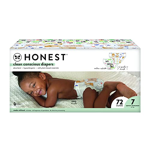 0810094550448 - THE HONEST COMPANY CLEAN CONSCIOUS DIAPERS | PLANT-BASED, SUSTAINABLE | BARNYARD BABIES + IT’S A PAWTY | SUPER CLUB BOX, SIZE 7 (41+ LBS), 72 COUNT