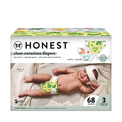 0810094551506 - THE HONEST COMPANY CLEAN CONSCIOUS DIAPERS | PLANT-BASED, SUSTAINABLE | SPRING 23 LIMITED EDITION PRINTS | CLUB BOX, SIZE 3 (16-28 LBS), 68 COUNT
