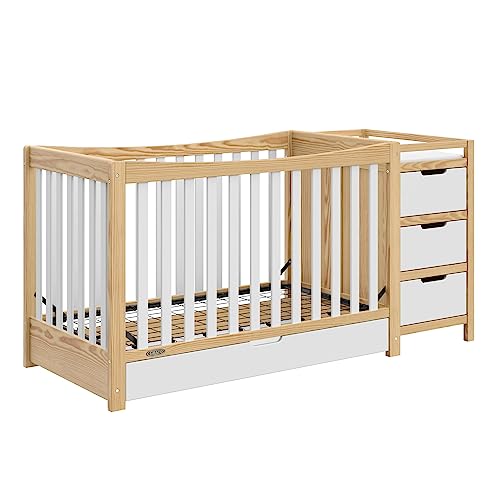 0810105290561 - GRACO REMI 4-IN-1 CONVERTIBLE CRIB & CHANGER WITH DRAWER - WHITE & NATURAL