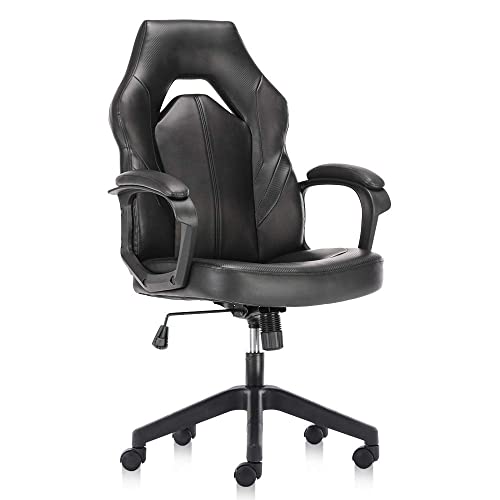 0810108650522 - ERGONOMIC COMPUTER GAMING CHAIR – PU LEATHER DESK CHAIR WITH LUMBAR SUPPORT, SWIVEL OFFICE CHAIR EXECUTIVE CHAIR WITH PADDED ARMREST AND SEAT CUSHION FOR GAMING, STUDY AND WORKING