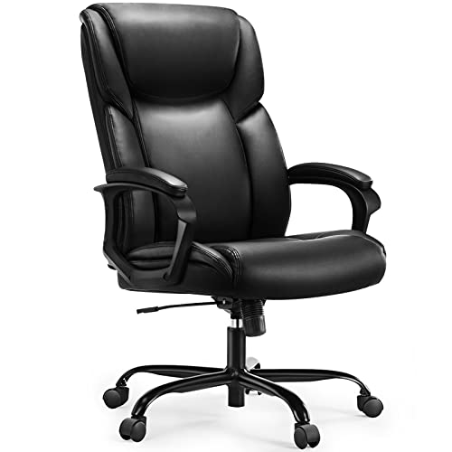 0810108650980 - EXECUTIVE OFFICE CHAIR - ERGONOMIC BIG AND TALL HOME COMPUTER DESK CHAIR WITH LUMBAR SUPPORT, PU LEATHER, HIGH BACK , ADJUSTABLE HEIGHT & SWIVEL