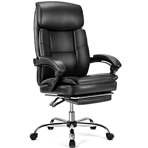 0810108654506 - BIG AND TALL HIGH BACK HOME OFFICE CHAIR WITH PADDED ARMRESTS, CORRECTING SITTING POSTURE EXECUTIVE CHAIR, ADJUSTABLE HEIGHT AND TILT ANGLE PU LEATHER ERGONOMIC COMPUTER SWIVEL DESIGNER CHAIR