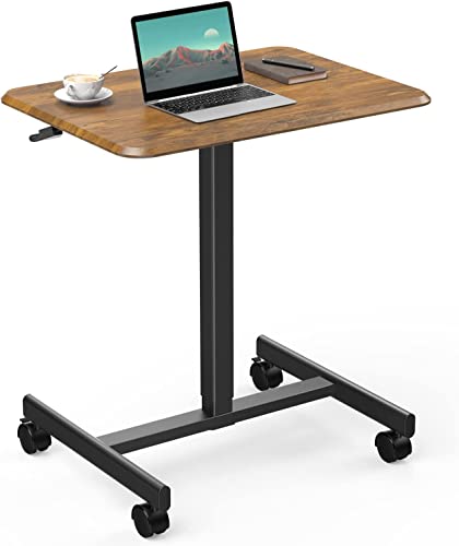 0810108656982 - SWEETCRISPY SMALL MOBILE STANDING DESK FOR HOME, OFFICE AND CLASSROOM, BROWN