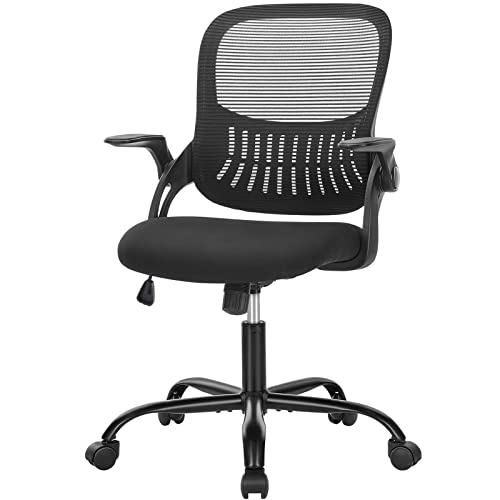 0810108658818 - ERGONOMIC OFFICE CHAIR WITH FLIP-UP ARMS, HOME OFFICE DESK CHAIRS WITH WHEELS, LUMBAR SUPPORT - SWIVEL ROLLING MESH CHAIR WITH ROCK & LOCK FOR GAMING- COMPUTER CHAIR WITH BREATHABLE DESIGN