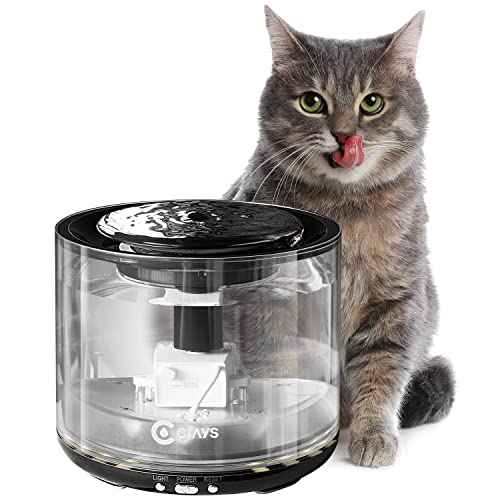 0810110430099 - CIAYS 67OZ/2L PET WATER FOUNTAIN AUTOMATIC CAT DRINKING FOUNTAIN MULTI FILTRATION SYSTEM PET WATER FOUNTAIN WITH LED LIGHT AND FILTER FOR CATS AND SMALL DOGS
