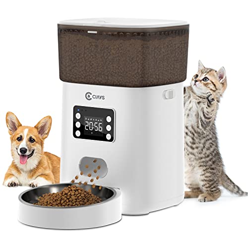 0810110430242 - CIAYS AUTOMATIC CAT FEEDERS, 4L CAT FOOD DISPENSER UP TO 20 PORTIONS 6 MEALS PER DAY, PET DRY FOOD DISPENSER WITH DISTRIBUTION ALARMS FOR SMALL MEDIUM CATS DOGS, DUAL POWER SUPPLY & VOICE RECORDER