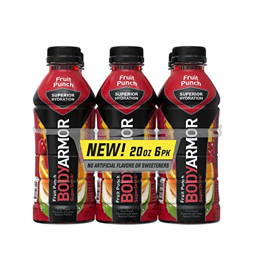 0810113830018 - BODYARMOR SPORTS DRINK SPORTS BEVERAGE, FRUIT PUNCH, NATURAL FLAVORS WITH VITAMINS, POTASSIUM-PACKED ELECTROLYTES, PERFECT FOR ATHLETES, 20 FL OZ (PACK OF 6)
