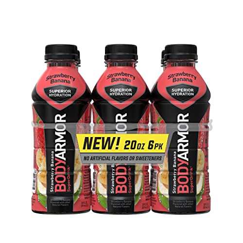 0810113830025 - BODYARMOR SPORTS DRINK SPORTS BEVERAGE, STRAWBERRY BANANA, NATURAL FLAVORS WITH VITAMINS, POTASSIUM-PACKED ELECTROLYTES, PERFECT FOR ATHLETES, 20 FL OZ (PACK OF 6)