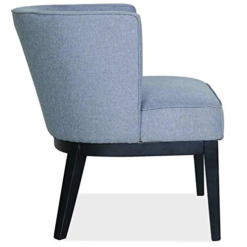 0810123032372 - OFFICESOURCE BARREL BACK GUEST ARM CHAIR WITH BLACK WOOD LEGS, COMMERCIAL GRADE GREY LINEN UPHOLSTERY, EXTRA LARGE PADDED SPRING SEAT CUSHION (5209GYL)