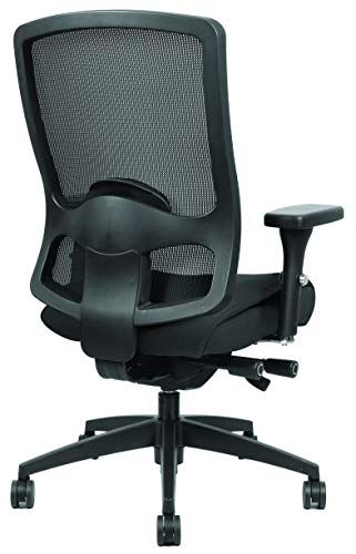 0810123032815 - OFFICESOURCE PRIUS COLLECTION HIGH BACK TASK CHAIR WITH BLACK MESH BACK AND BLACK SEAT, HEIGHT ADJUSTABLE BASE AND ARMS, DUAL CASTERS FOR MOBILITY (12221PRI1801)