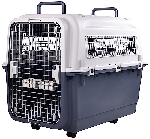 0810127321588 - ELEVON PLASTIC KENNELS PET CARRIER ROLLING PLASTIC AIRLINE APPROVED WIRE DOOR TRAVEL DOG CRATE, X-LARGE (35.8 L X 23.8 W X 28.5 H)