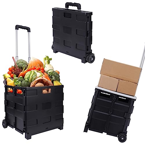 0810127323230 - ELEVON OFFICE CART ROLLING CART BASKET ​STORAGE CONTAINER WITH WHEELS AND HANDLE, 100 LBS CAPACITY, MADE OF HEAVY DUTY PLASTIC, GRAY