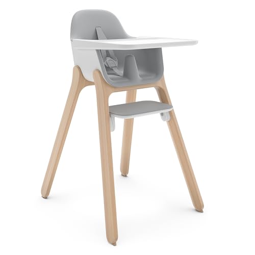 0810129595352 - UPPABABY CIRO HIGH CHAIR/SLEEK, EASY-TO-CLEAN DESIGN/PERFECT-FIT TRAY TO BRING BABY TO TABLE/PATENT-PENDING HARNESS/DUAL-POSITION, 180-DEGREE ROTATING FOOTREST/CHLOE (GREY/RUBBERWOOD)