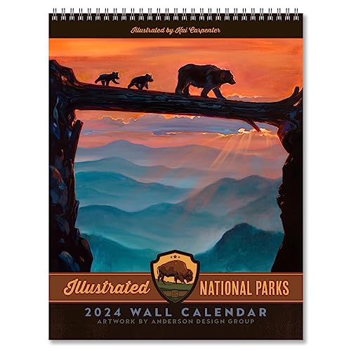 0810131990367 - AMERICANFLAT 12 MONTH CALENDAR 2024 - NATIONAL PARK POSTCARDS DESIGN BY KAI CARPENTER - LARGE WALL CALENDAR WITH MONTHLY FORMAT - HANGING MONTHLY CALENDAR PLANNER - 10X26 INCHES WHEN OPEN