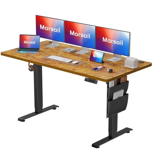 0810145633922 - MARSAIL STANDING DESK ADJUSTABLE HEIGHT 63INCH, ELECTRIC STANDING DESK WITH STORAGE BAG, STAND UP DESK FOR HOME OFFICE COMPUTER DESK MEMORY PRESET WITH HEADPHONE HOOK