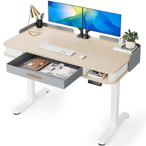 0810145635537 - MARSAIL ELECTRIC STANDING DESK WHOLE-PIECE DESKTOP 48 X 24 INCHES HEIGHT ADJUSTABLE DESK WITH 3 DRAWERS HOME OFFICE TABLE WITH 3 MEMORY PRESET