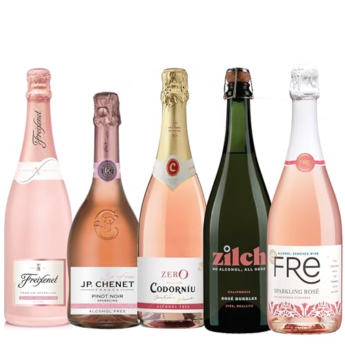 0810158580305 - SPARKLING ROSÉ NON-ALCOHOLIC WINE DATE NIGHT MIXED 5 PACK INCLUDES JP CHENET, FREIXENET, ZILCH, CODORNIU, AND FRE 750ML ZERO ALCOHOL DEALCOHOLIZED CHAMPAGNE