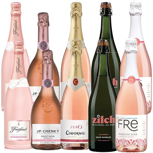 0810158580312 - SPARKLING ROSÉ NON-ALCOHOLIC WINE DATE NIGHT MIXED 10 PACK INCLUDES JP CHENET, FREIXENET, ZILCH, CODORNIU, AND FRE 750ML ZERO ALCOHOL DEALCOHOLIZED CHAMPAGNE