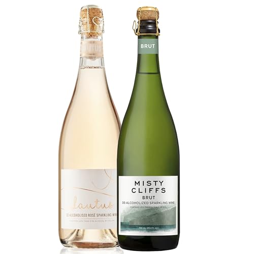 0810158580343 - SPARKLING AND SPARKLING ROSÉ NON-ALCOHOLIC WINE DATE NIGHT MIXED 2 PACK INCLUDES MISTY CLIFFS AND LAUTUS 750ML ZERO ALCOHOL DEALCOHOLIZED CHAMPAGNE
