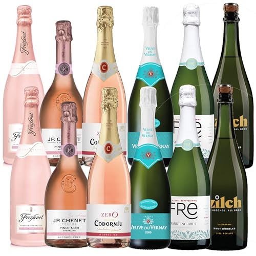 0810158580374 - SPARKLING AND SPARKLING ROSÉ NON-ALCOHOLIC WINE DATE NIGHT MIXED 12 PACK INCLUDES FREIXENET, ZILCH, CODORNIU, GIESEN, VEUVE DU VERNAY, J.P. CHENET AND FRE 750ML ZERO ALCOHOL DEALCOHOLIZED CHAMPAGNE