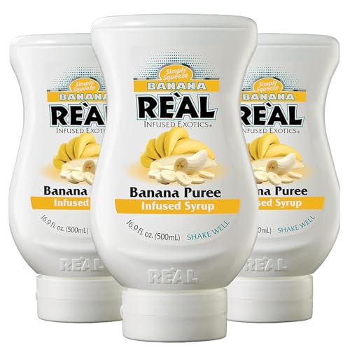 0810158581579 - REÀL INFUSED EXOTICS SIMPLY SQUEEZE 3 PACK BANANA PUREE INFUSED SYRUP 16.9OZ BOTTLE FOR MIXOLOGISTS, CHEFS, COOKS