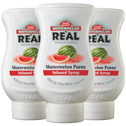 0810158582071 - REÀL INFUSED EXOTICS SIMPLY SQUEEZE 3 PACK WATERMELON PUREE INFUSED SYRUP 16.9OZ BOTTLE FOR MIXOLOGISTS, CHEFS, COOKS