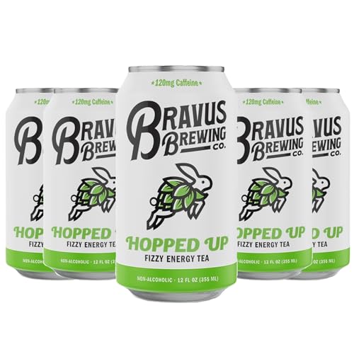 0810158584099 - BRAVUS HOPPED UP SPARKLING ENERGY TEA 5 PACK - 12 FL OZ - LOW CALORIE, ORGANIC BLACK TEA WITH ORGANIC HOPS AND 120MG ORGANIC CAFFEINE - REFRESHING BOOST WITH ONLY 10 CALORIES