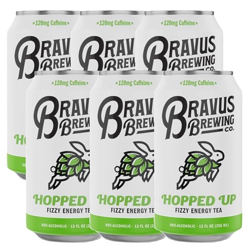 0810158584105 - BRAVUS HOPPED UP SPARKLING ENERGY TEA 6 PACK - 12 FL OZ - LOW CALORIE, ORGANIC BLACK TEA WITH ORGANIC HOPS AND 120MG ORGANIC CAFFEINE - REFRESHING BOOST WITH ONLY 10 CALORIES
